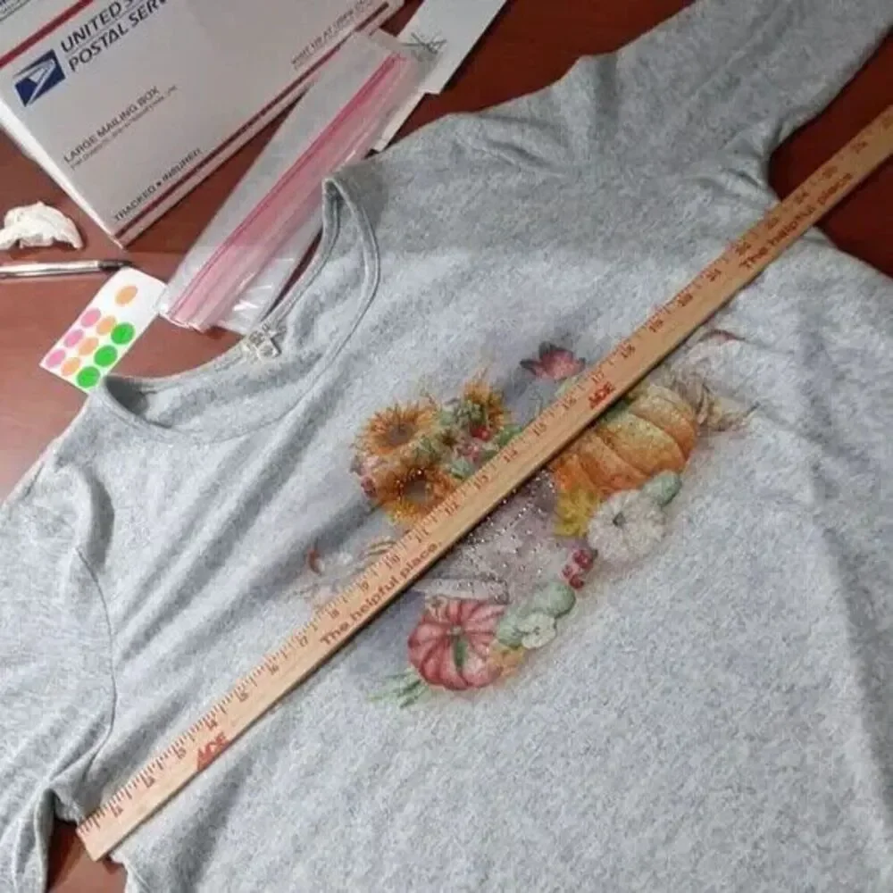 One World t-shirt women's size XXL long sleeve floral print